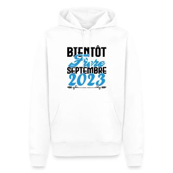 Annonce grossesse. bientôt Frère Septembre 2023. - Sweat à capuche Premium bio Homme - blanc - Devant - Nico (187cm)