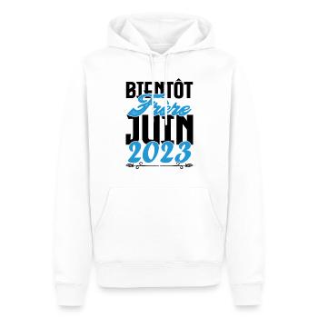 Cadeau Annonce grossesse. bientôt Frère Juin 2023. - Sweat à capuche Premium bio Homme - blanc - Devant - Nico (187cm)