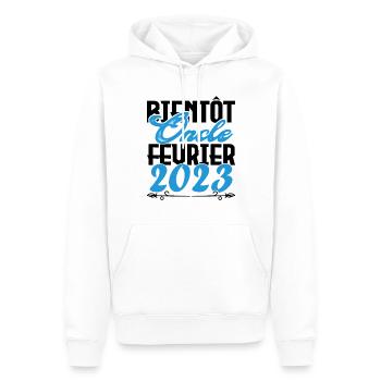 Annonce grossesse. bientôt Oncle Février 2023. - Sweat à capuche Premium bio Homme - blanc - Devant - Nico (187cm)