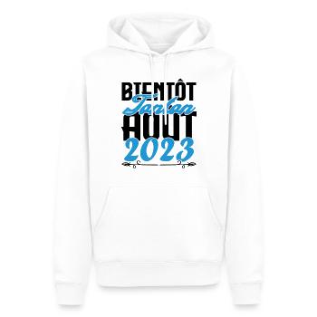 Cadeau Annonce grossesse bientôt Tonton Aout 2023. - Sweat à capuche Premium bio Homme - blanc - Devant - Nico (187cm)