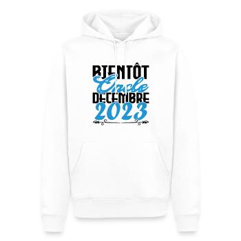 Annonce grossesse. bientôt Oncle Décembre 2023. - Sweat à capuche Premium bio Homme - blanc - Devant - Nico (187cm)