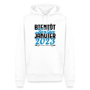 Annonce grossesse. bientôt Tonton Janvier 2023. - Sweat à capuche Premium bio Homme - blanc - Devant - Nico (187cm)