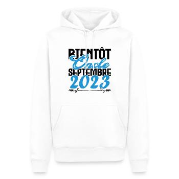 Annonce grossesse. bientôt Oncle Septembre 2023. - Sweat à capuche Premium bio Homme - blanc - Devant - Nico (187cm)