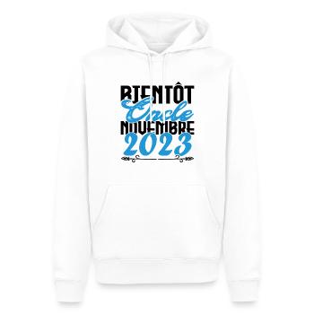 Annonce grossesse. bientôt Oncle Novembre 2023. - Sweat à capuche Premium bio Homme - blanc - Devant - Nico (187cm)