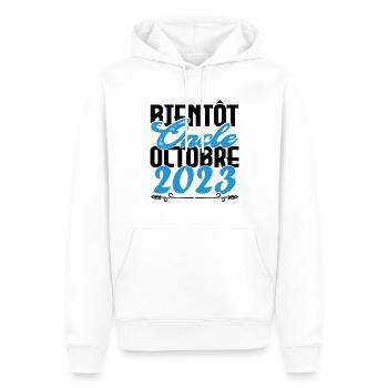 Annonce grossesse. bientôt Oncle Octobre 2023. - Sweat à capuche Premium bio Homme - blanc - Devant - Nico (187cm)