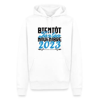 Annonce grossesse. bientôt Tonton Novembre 2023. - Sweat à capuche Premium bio Homme - blanc - Devant - Nico (187cm)