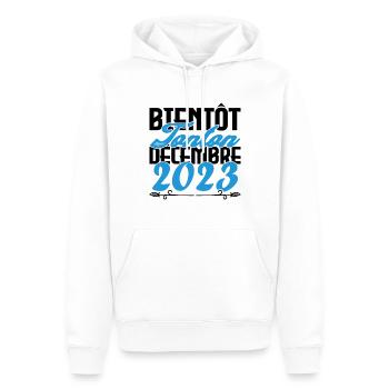 Annonce grossesse. bientôt Tonton Décembre 2023. - Sweat à capuche Premium bio Homme - blanc - Devant - Nico (187cm)