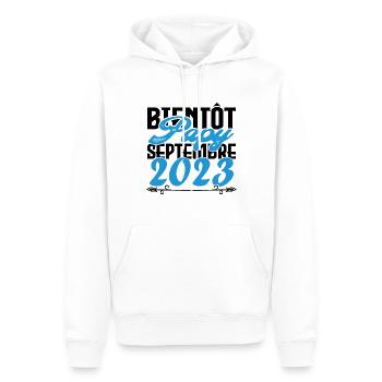 Annonce grossesse. bientôt Papy Septembre 2023. - Sweat à capuche Premium bio Homme - blanc - Devant - Nico (187cm)