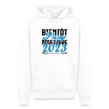 Annonce grossesse bientôt Papy Novembre 2023. Papy - Sweat à capuche Premium bio Homme - blanc - Devant - Nico (187cm)