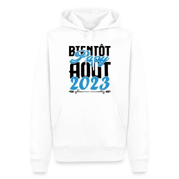 Annonce grossesse bientôt Papy Aout 2023. août. - Sweat à capuche Premium bio Homme - blanc - Devant - Nico (187cm)