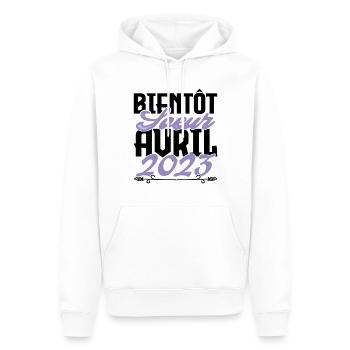 Annonce grossesse. bientôt Sœur Avril 2023.soeur - Sweat à capuche Premium bio Homme - blanc - Devant - Nico (187cm)