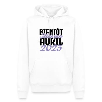 Annonce grossesse. bientôt Maman Avril 2023.maman - Sweat à capuche Premium bio Homme - blanc - Devant - Nico (187cm)