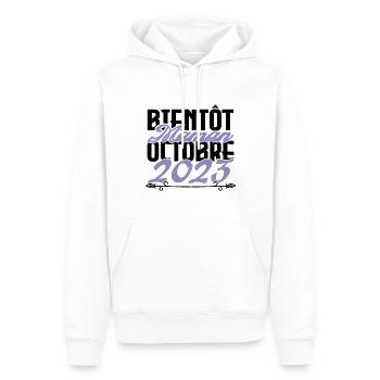 Annonce grossesse. bientôt Maman Octobre 2023.mama - Sweat à capuche Premium bio Homme - blanc - Devant - Nico (187cm)
