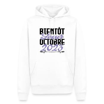 Annonce grossesse. bientôt Sœur Octobre 2023.soeur - Sweat à capuche Premium bio Homme - blanc - Devant - Nico (187cm)