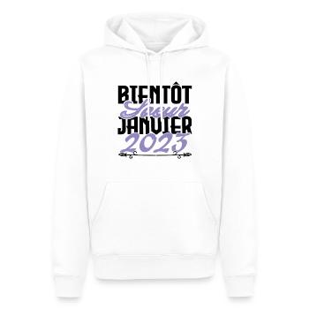 Annonce grossesse. bientôt Sœur Janvier 2023.soeur - Sweat à capuche Premium bio Homme - blanc - Devant - Nico (187cm)