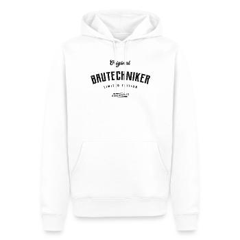 Bautechniker Limited Edition Bautechnik - Männer Premium Bio Hoodie - Weiß - Vorne - Nico (187cm)
