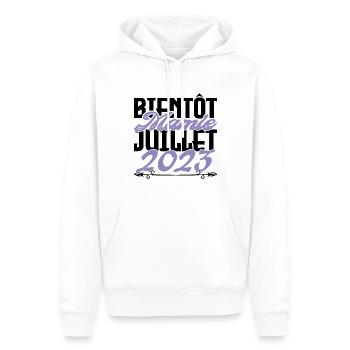 Annonce grossesse. bientôt Mamie Juillet 2023. - Sweat à capuche Premium bio Homme - blanc - Devant - Nico (187cm)