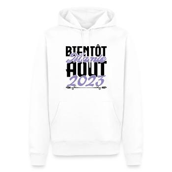 Annonce grossesse. bientôt Mamie Aout 2023. août. - Sweat à capuche Premium bio Homme - blanc - Devant - Nico (187cm)