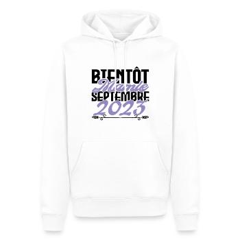 Annonce grossesse. bientôt Mamie Septembre 2023. - Sweat à capuche Premium bio Homme - blanc - Devant - Nico (187cm)