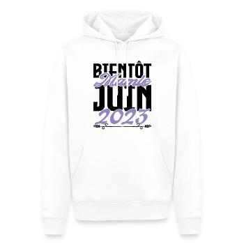Annonce grossesse. bientôt Mamie Juin 2023. - Sweat à capuche Premium bio Homme - blanc - Devant - Nico (187cm)