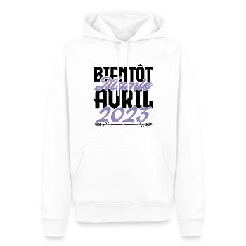 Annonce grossesse. bientôt Mamie Avril 2023. - Sweat à capuche Premium bio Homme - blanc - Devant - Nico (187cm)