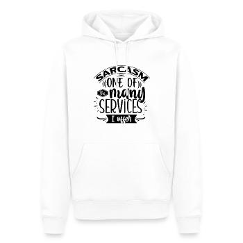 Sarcasm One Of The Many Services I Offer - Männer Premium Bio Hoodie - Weiß - Vorne - Nico (187cm)