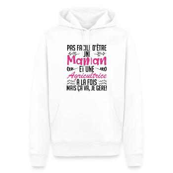 pas facile d'être une maman et une Agricultrice. - Sweat à capuche Premium bio Homme - blanc - Devant - Nico (187cm)