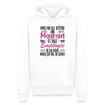 pas facile d'être une maman et une Employée - Sweat à capuche Premium bio Homme - blanc - Devant - Nico (187cm)