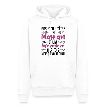 pas facile d'être une maman et une Infermière. - Sweat à capuche Premium bio Homme - blanc - Devant - Nico (187cm)