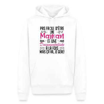 pas facile d'être une maman et une Documentaliste - Sweat à capuche Premium bio Homme - blanc - Devant - Nico (187cm)