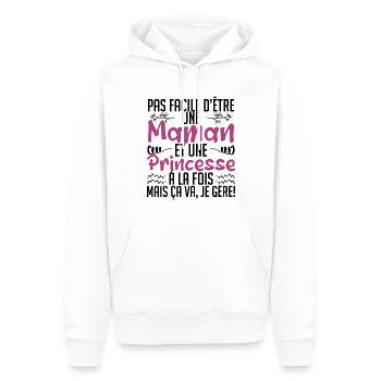 pas facile d'être une maman et une Princesse. - Sweat à capuche Premium bio Homme - blanc - Devant - Nico (187cm)