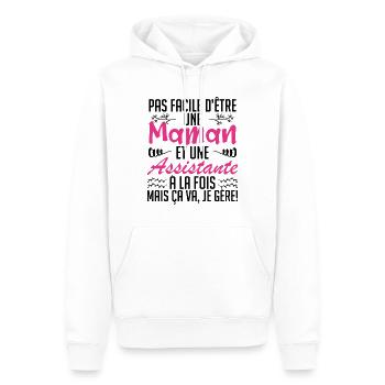 pas facile d'être une maman et une Assistante. - Sweat à capuche Premium bio Homme - blanc - Devant - Nico (187cm)