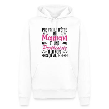 pas facile d'être une maman et une Prothésiste. - Sweat à capuche Premium bio Homme - blanc - Devant - Nico (187cm)
