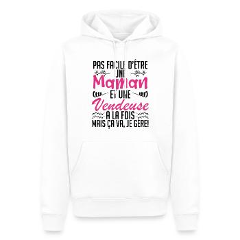 pas facile d'être une maman et une Vendeuse. - Sweat à capuche Premium bio Homme - blanc - Devant - Nico (187cm)