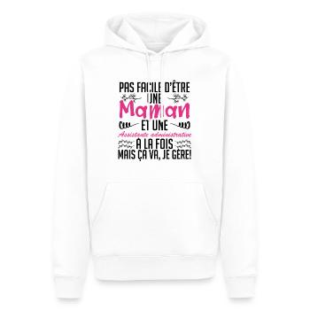 d'être une maman et une Assistante administrative. - Sweat à capuche Premium bio Homme - blanc - Devant - Nico (187cm)