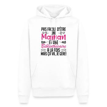 pas facile d'être une maman et une Bibliothécaire. - Sweat à capuche Premium bio Homme - blanc - Devant - Nico (187cm)
