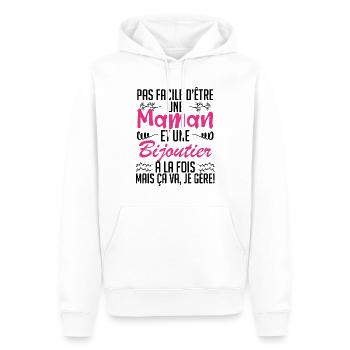 pas facile d'être une maman et une Bijoutier. - Sweat à capuche Premium bio Homme - blanc - Devant - Nico (187cm)