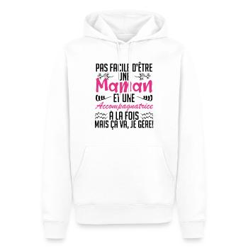 pas facile d'être une maman et une accompagnatrice - Sweat à capuche Premium bio Homme - blanc - Devant - Nico (187cm)