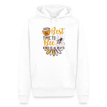 The Best Time To Bee Kind Is Always - Men’s Premium Organic Hoodie - white - Front - Nico (187cm)