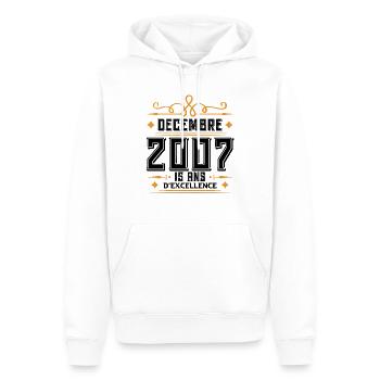 né en DÉCEMBRE 2007, 15 ans, cadeau anniversaire. - Sweat à capuche Premium bio Homme - blanc - Devant - Nico (187cm)