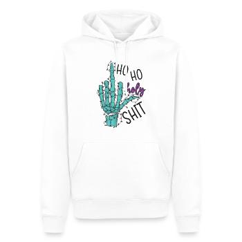 Ho Ho Holy Shit - Lustiger Weihnachtsspruch - Männer Premium Bio Hoodie - Weiß - Vorne - Nico (187cm)