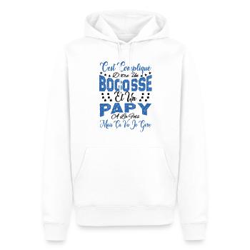 c'est compliqué d'être un Bogosse et un Papy. - Sweat à capuche Premium bio Homme - blanc - Devant - Nico (187cm)
