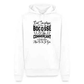 c'est compliqué d'être un Bogosse et un Commerçant - Sweat à capuche Premium bio Homme - blanc - Devant - Nico (187cm)