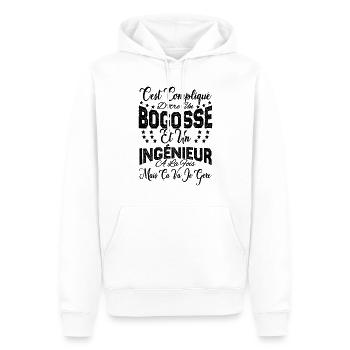 c'est compliqué d'être un Bogosse et un Ingénieur - Sweat à capuche Premium bio Homme - blanc - Devant - Nico (187cm)