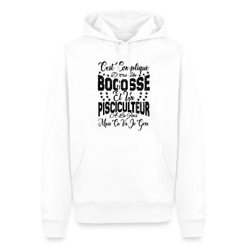 c'est compliqué être un Bogosse et un Pisciculteur - Sweat à capuche Premium bio Homme - blanc - Devant - Nico (187cm)