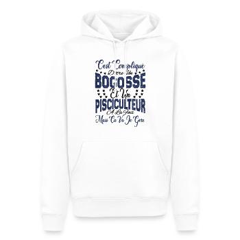 c'est compliqué être un Bogosse et un Pisciculteur - Sweat à capuche Premium bio Homme - blanc - Devant - Nico (187cm)