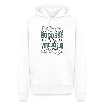 c'est compliqué être un Bogosse et un Viticulteur. - Sweat à capuche Premium bio Homme - blanc - Devant - Nico (187cm)