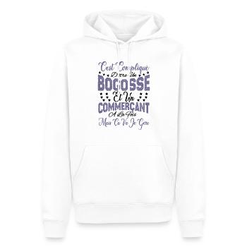 c'est compliqué d'être un Bogosse et un Commerçant - Sweat à capuche Premium bio Homme - blanc - Devant - Nico (187cm)