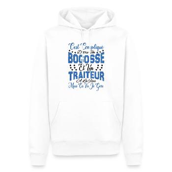 c'est compliqué d'être un Bogosse et un Traiteur. - Sweat à capuche Premium bio Homme - blanc - Devant - Nico (187cm)
