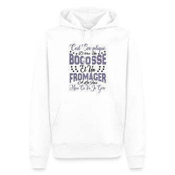 c'est compliqué d'être un Bogosse et un Fromager. - Sweat à capuche Premium bio Homme - blanc - Devant - Nico (187cm)